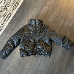 NWT Faux Leather puffer jacket